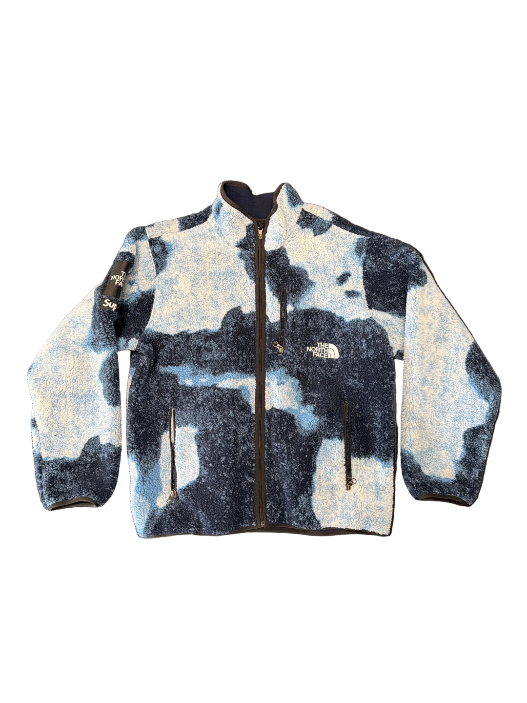 Supreme x The North Face Bleached Denim Print Mountain Jacket