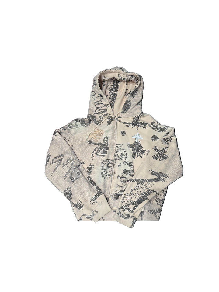 Vertebrae Zip Up Hoodie ‘Cream’  ￼