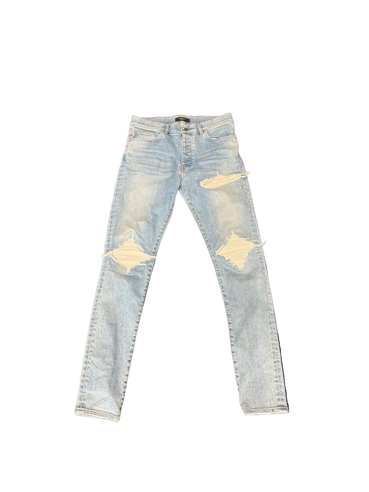 Amiri MX1 Light Blue Denim Wash White Patch