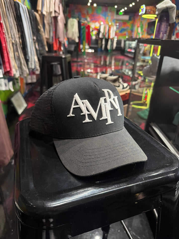 Amiri Staggered Logo Trucker Hat Pre Owned