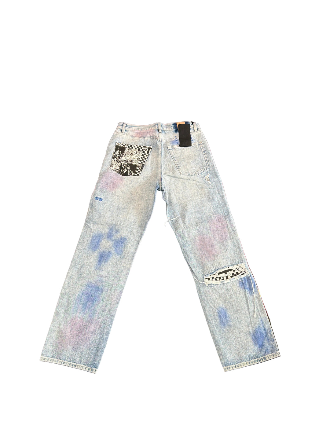 KSUBI Checkered Knee Jeans
