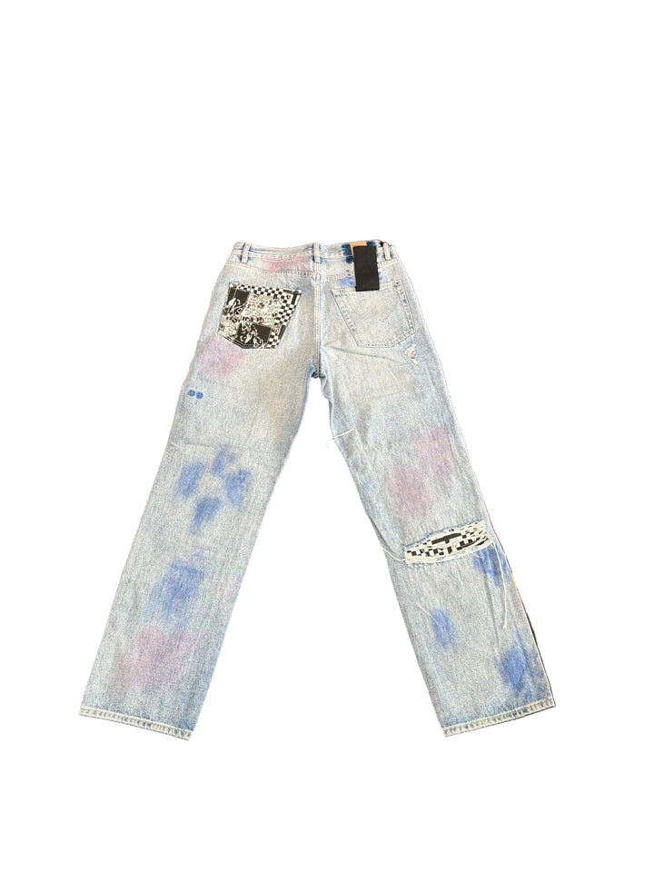 KSUBI Checkered Knee Jeans