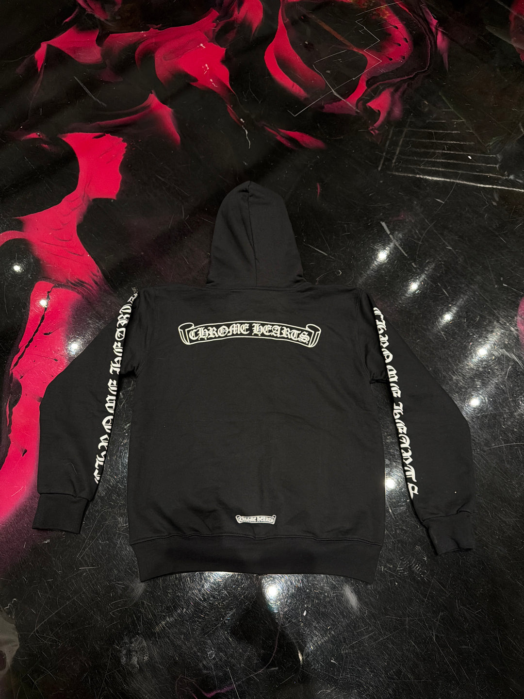 Chrome Hearts Scroll Logo Zip Up Thermal Hoodie