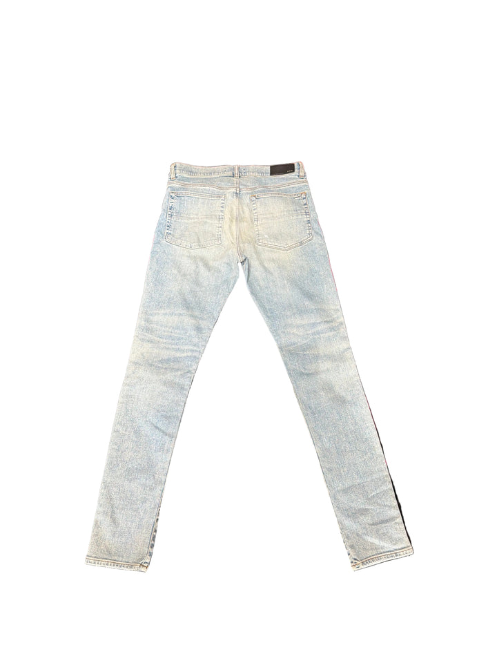 Amiri MX1 Light Blue Denim Wash White Patch