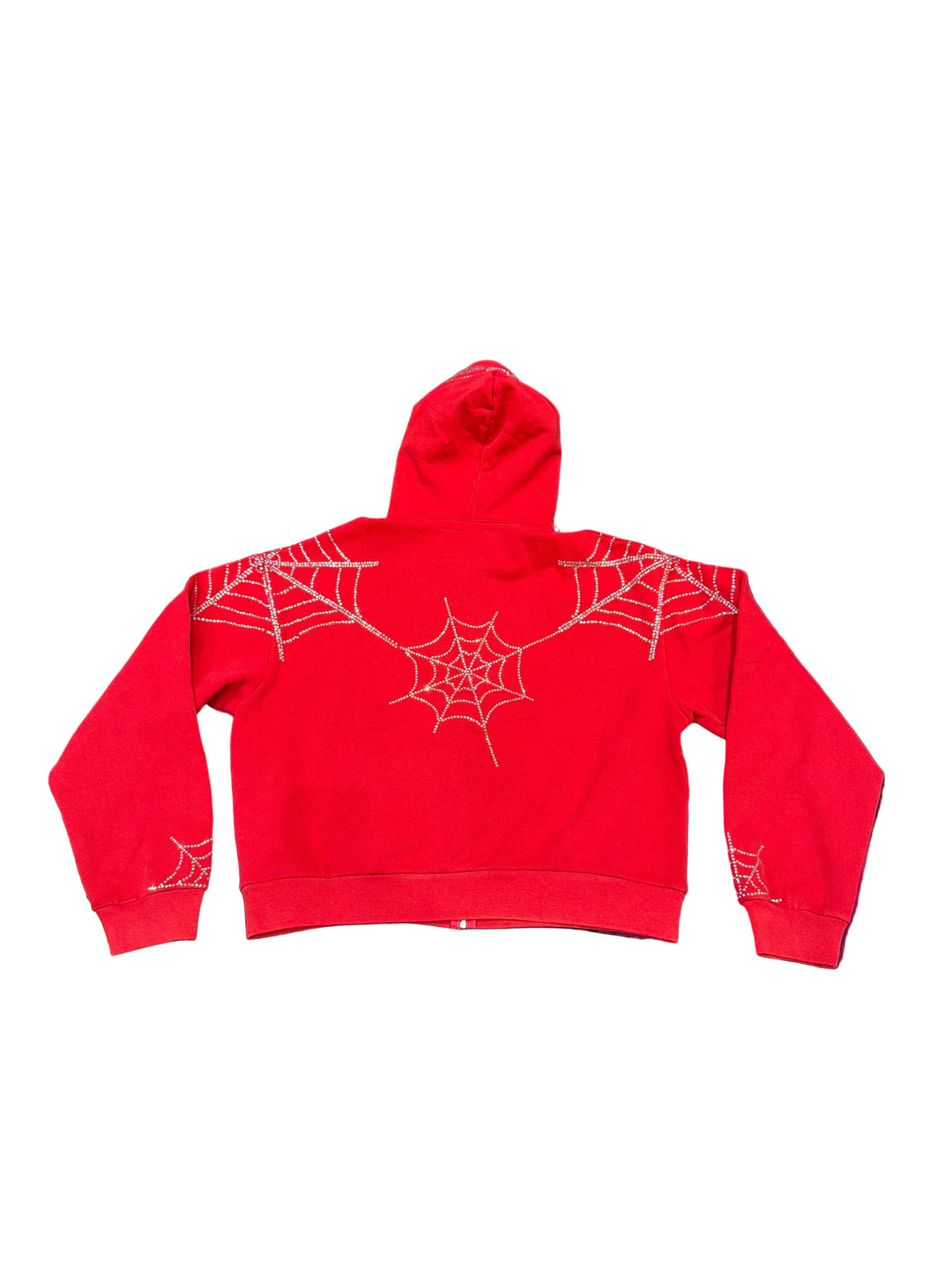 Sp5der Rhinestone Web Zip Hoodie
