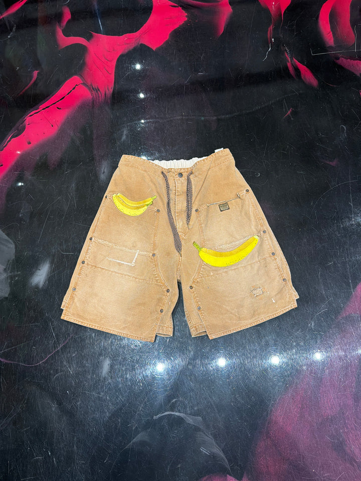 Kapital Wide-Leg Appliqued Distressed Denim Shorts Pre-Owned
