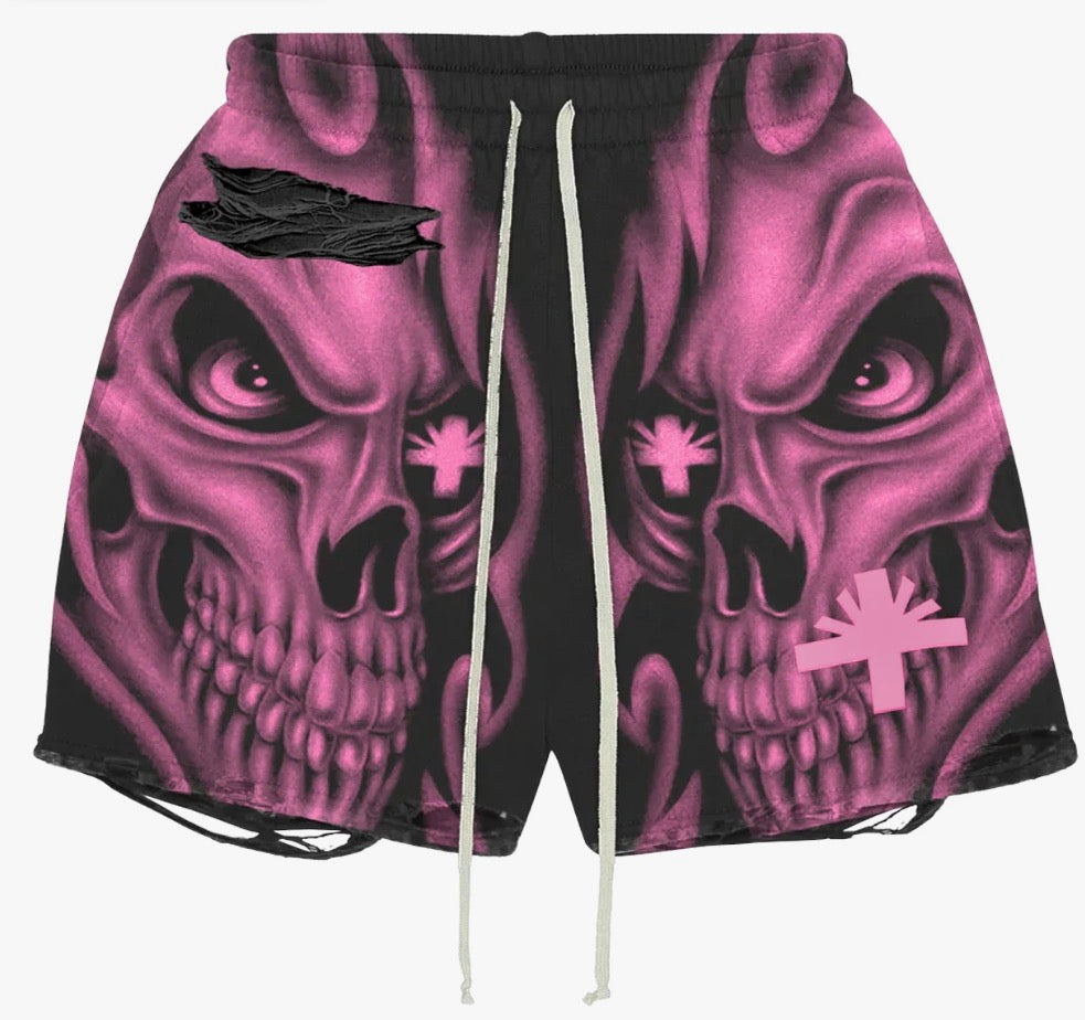 Vertabrae Skull Face Shorts