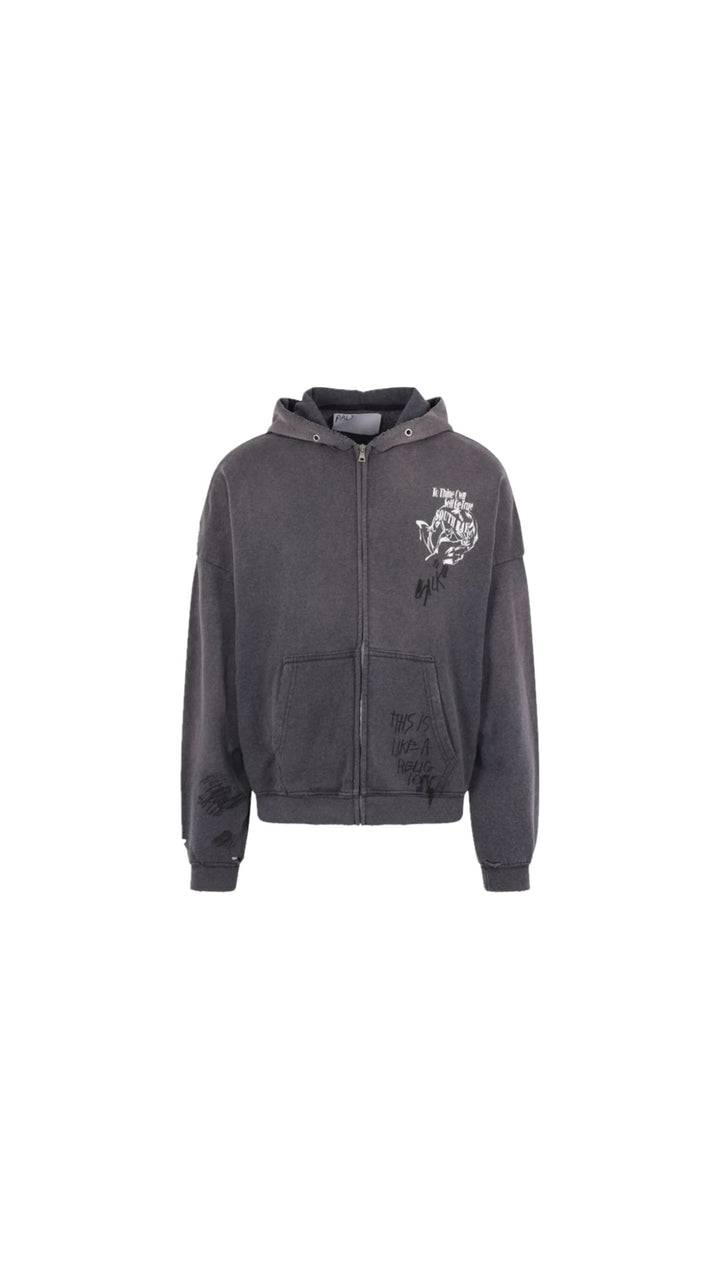 Paly Carrying The Message Distressed Hoodie ‘Grey’