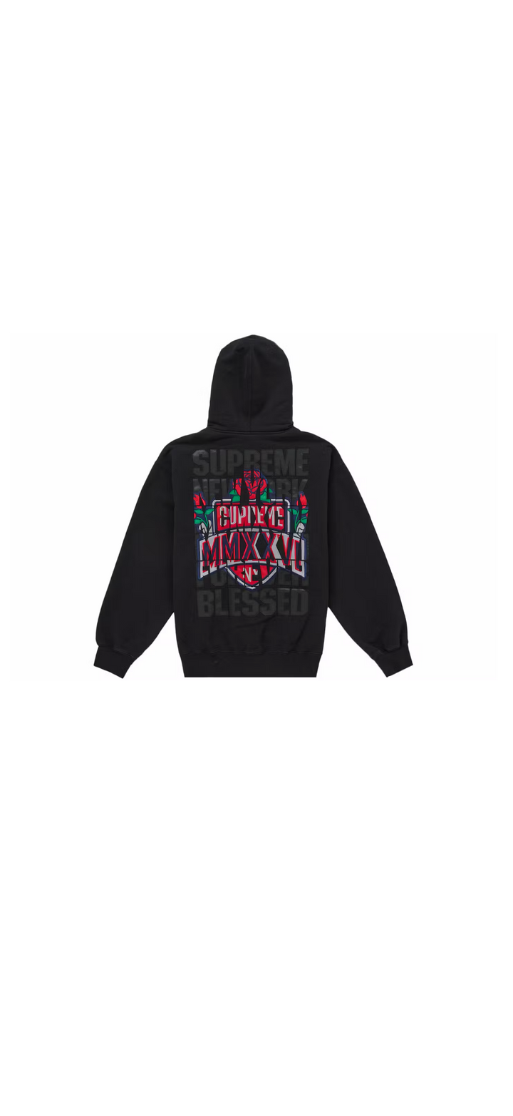 Supreme Blessed Appliqué Zip Up Hooded Sweatshirt ‘Black’