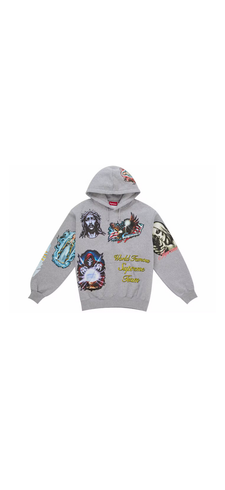 Supreme Stickers Hooded Sweatshirt ‘Heather Grey’