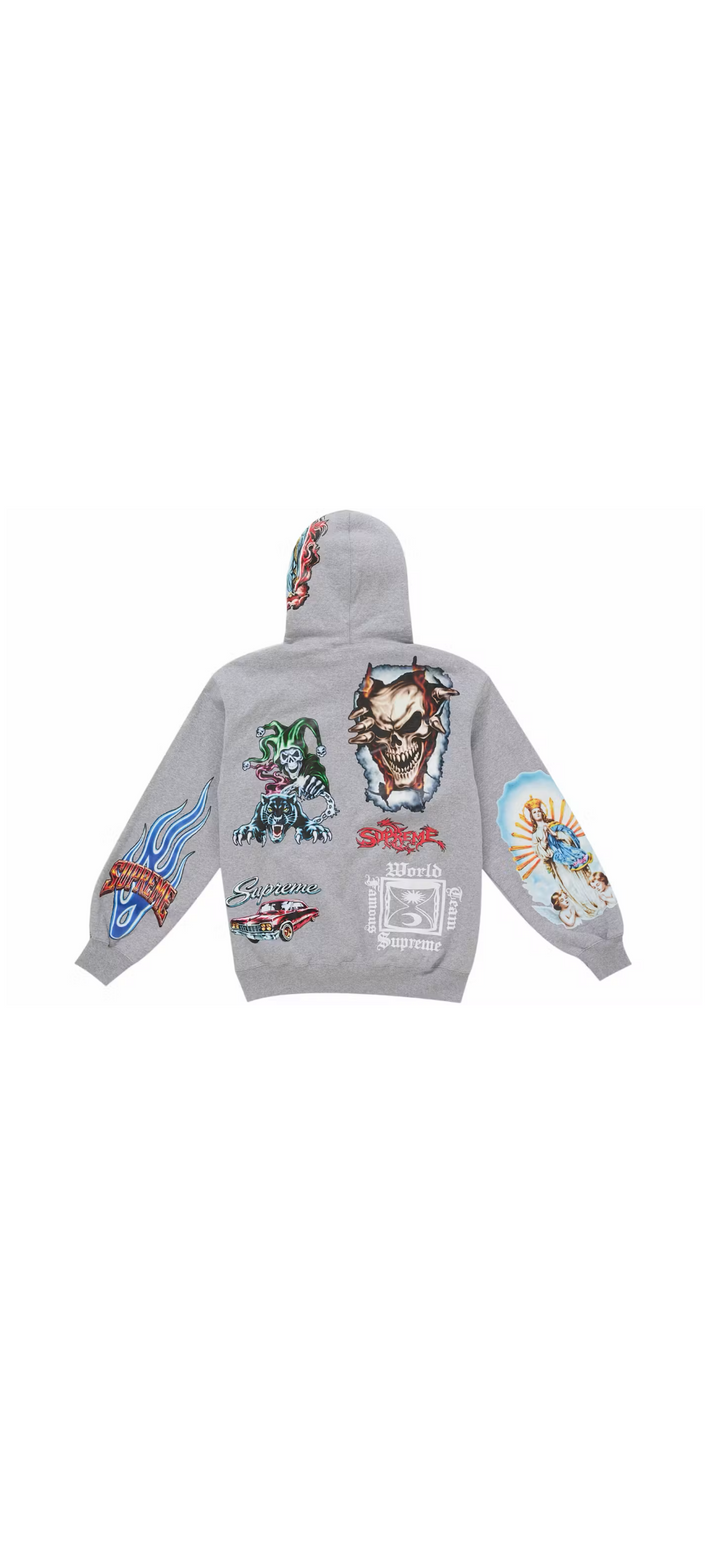 Supreme Stickers Hooded Sweatshirt ‘Heather Grey’