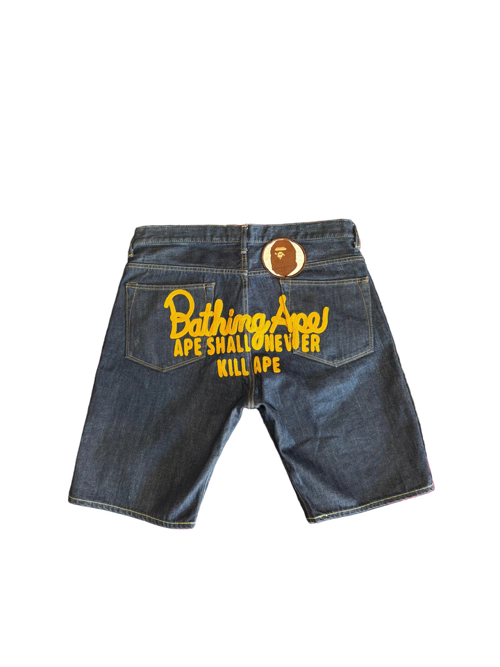 Pre-Owned Bape Embroidered Denim Shorts