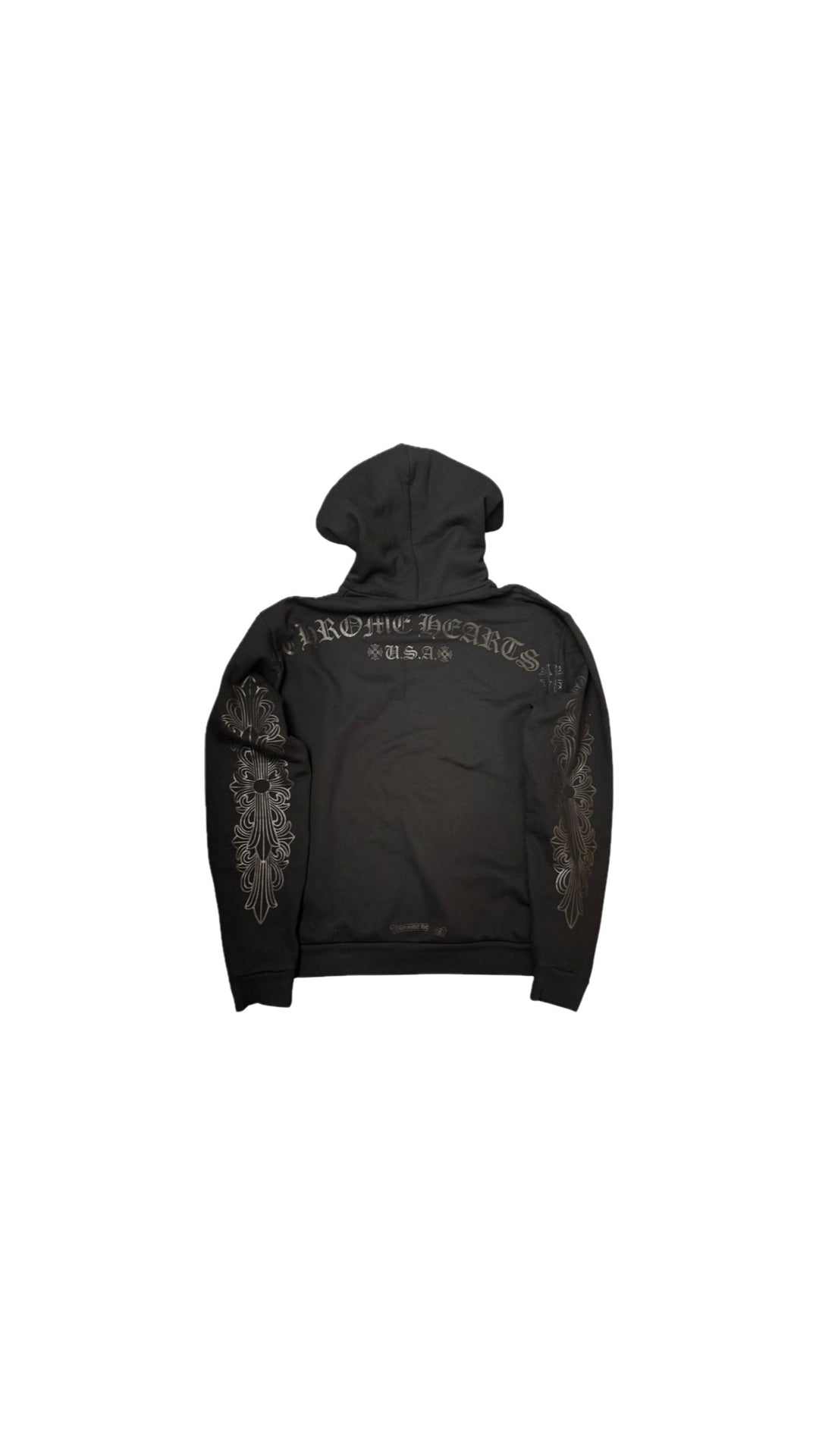 Chrome Hearts Black Pullover Horseshoe Floral Hoodie