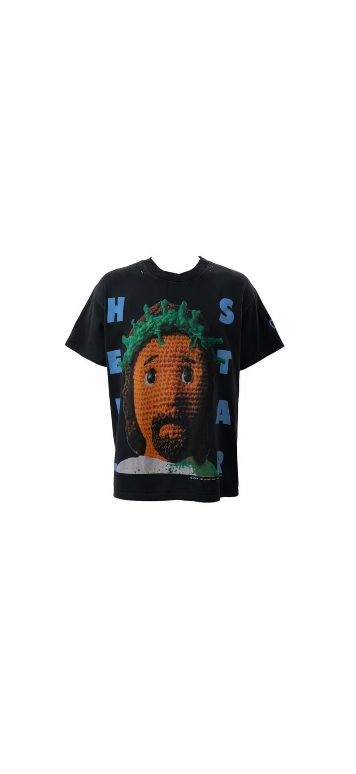 Hellstar Crochet Jesus T Shirt ‘Black’
