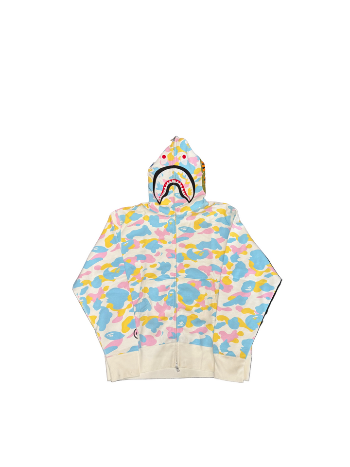 Bape Multi Camo Shark Full Zip Hoodie Pre-Owned