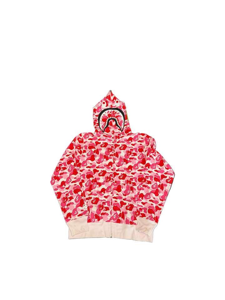 Bape Big ABC Camo Shark Full Zip Hoodie ‘Pink’ Pre-Owned