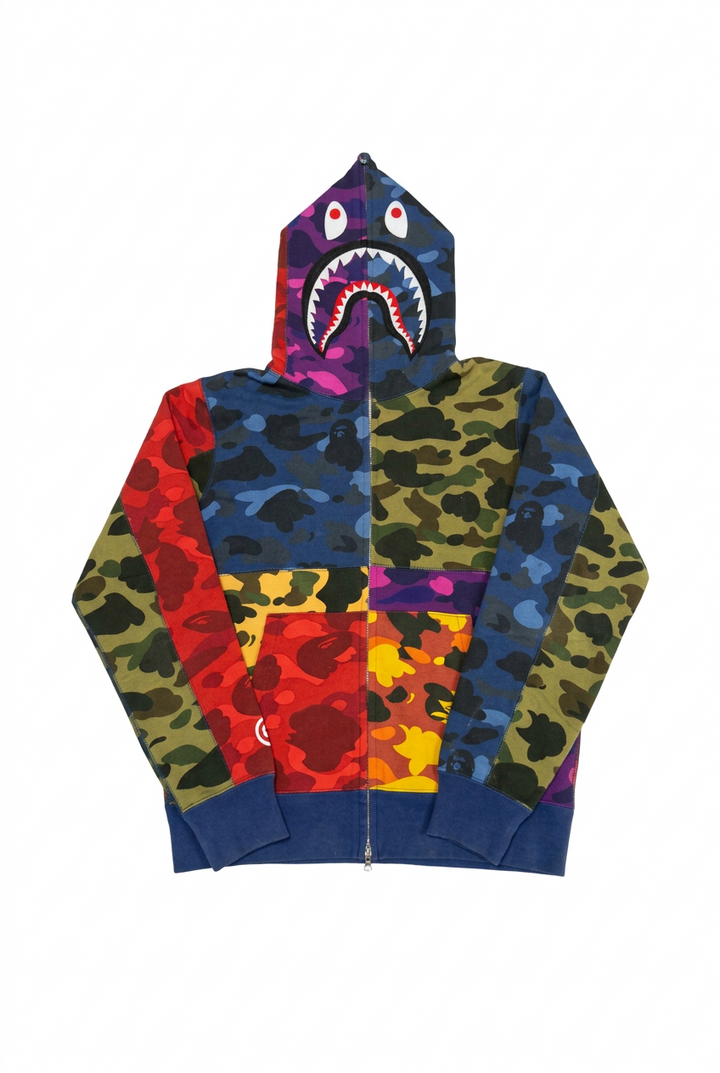 BAPE Mix Camo Shark Hoodie ‘Multicolor’