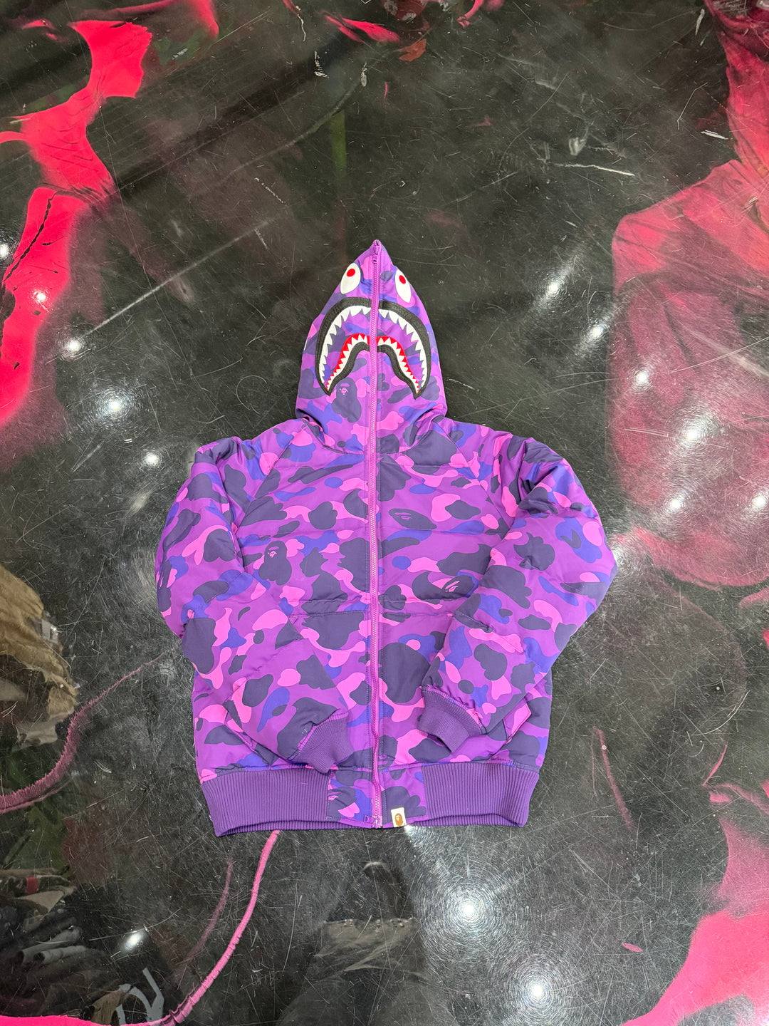 BAPE A Bathing Ape Shark Puffer Down Jacket ‘Purple’ Pre-Owned