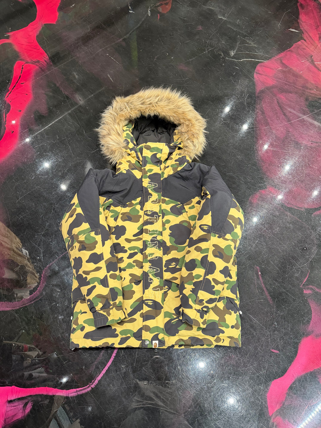 BAPE Camo Snow Down Fur Jacket Pre-Owned